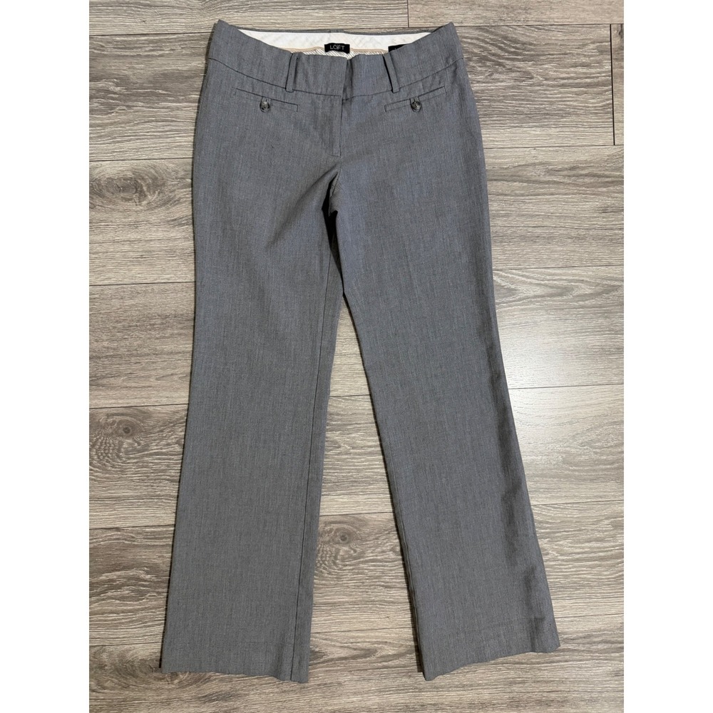 Ann Taylor LOFT Marisa Trouser 2 Gray Straight Leg Low Rise Dress Pants Womens